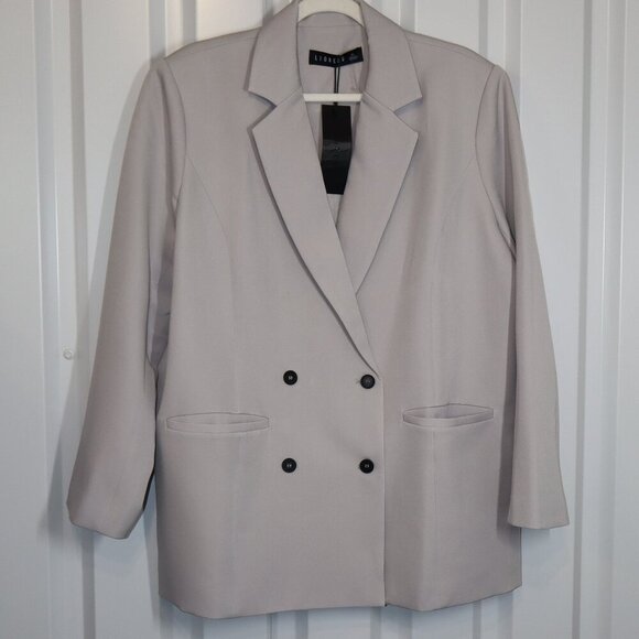 Lioness Womens Wyoming Double Breasted Blazer in Gray Grey Size XL Oversized NWT - Picture 1 of 11